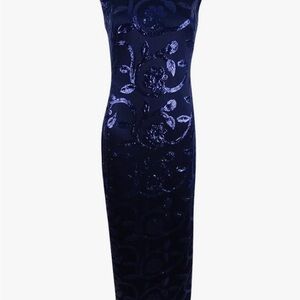 Navy Blue Sequin Embellished Dress